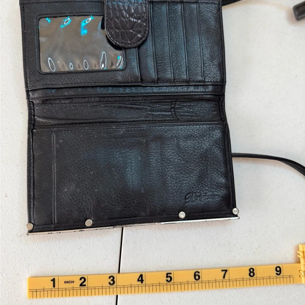 Brighton Black Leather Crossbody Bag Vintage Y2K Shoulder Mini Retro‎
